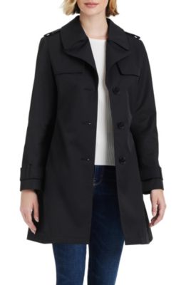 Women's Short Single-Breasted Pleated Back Trench Coat