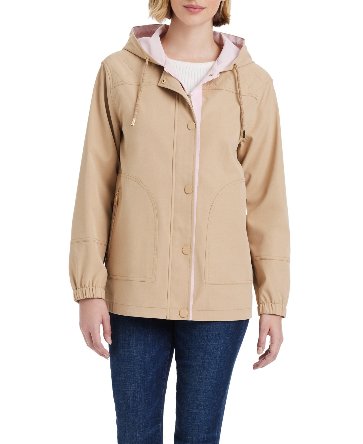 Kate Spade New York Hooded Rain Jacket In Spring Khaki