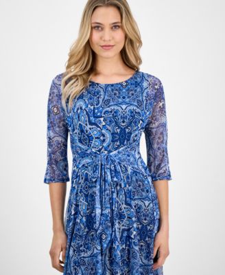Women's Tie-Front Crewneck Midi Dress