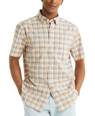 Nautica - Men's Short Sleeve Button-Front Plaid Shirt