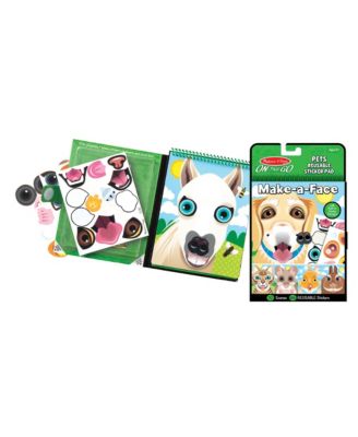 Make-A-Face Reusable Sticker Pad Bundle - Safari, Farm and Pet Sticker Activity Pads, Pack of 3