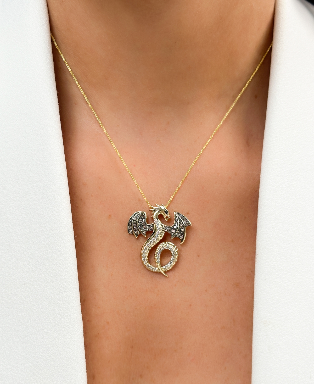 Le Vian Chocolate Diamond, Nude Diamond & Blackberry Diamond Dragon Pendant Necklace (1 Ct. T.w) In 14k Hone In Gold