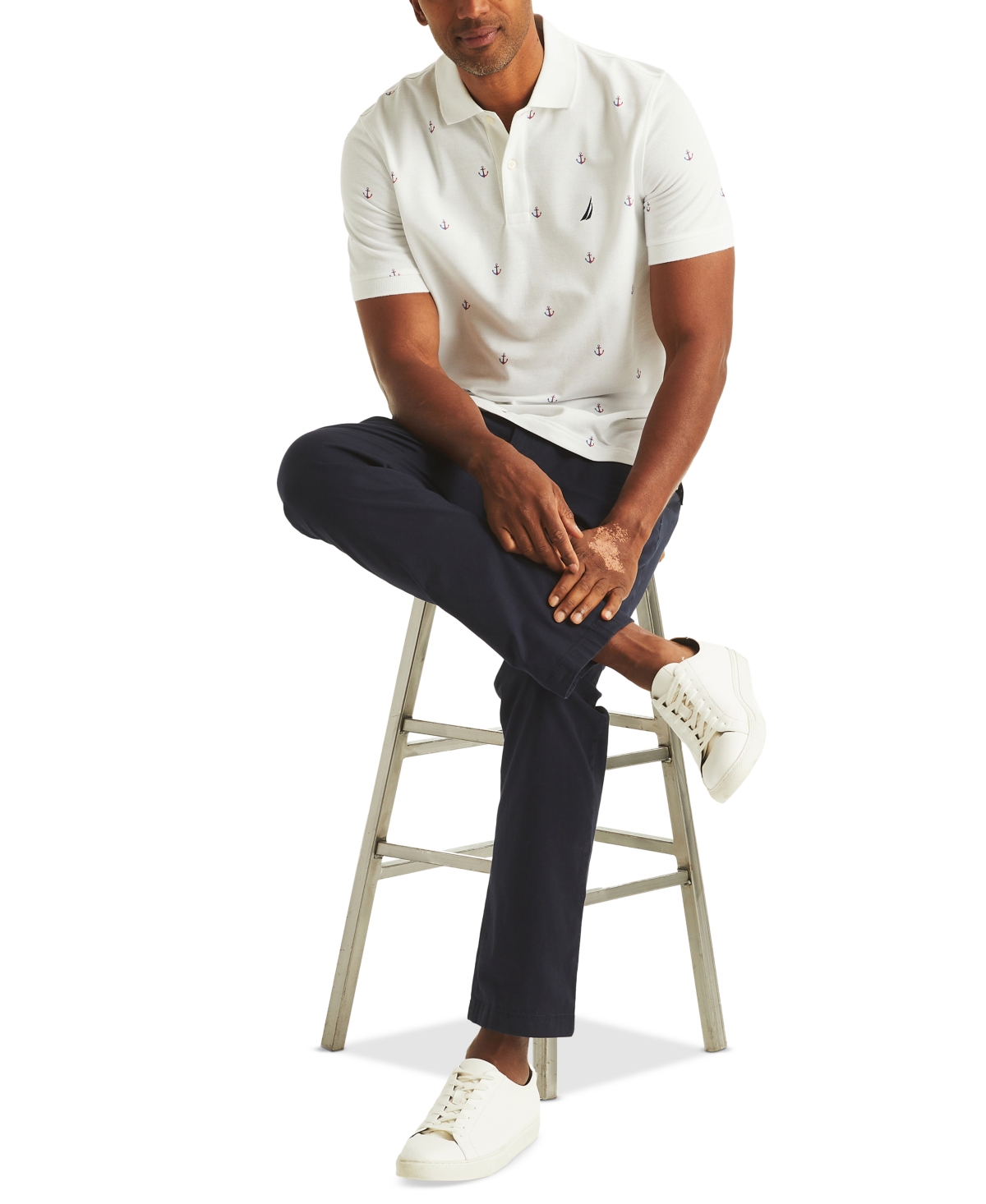 NAUTICA MEN'S CLASSIC FIT DECK PRINTED PERFORMANCE POLO SHIRT 