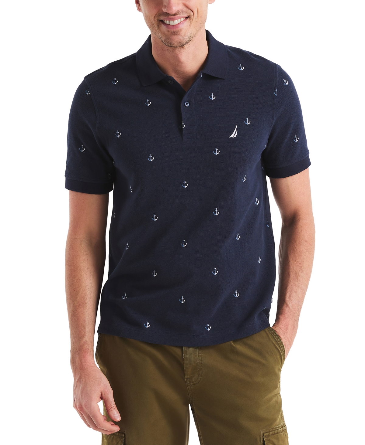 Men's Classic Fit Deck Printed Performance Polo Shirt - Deep Fuschia