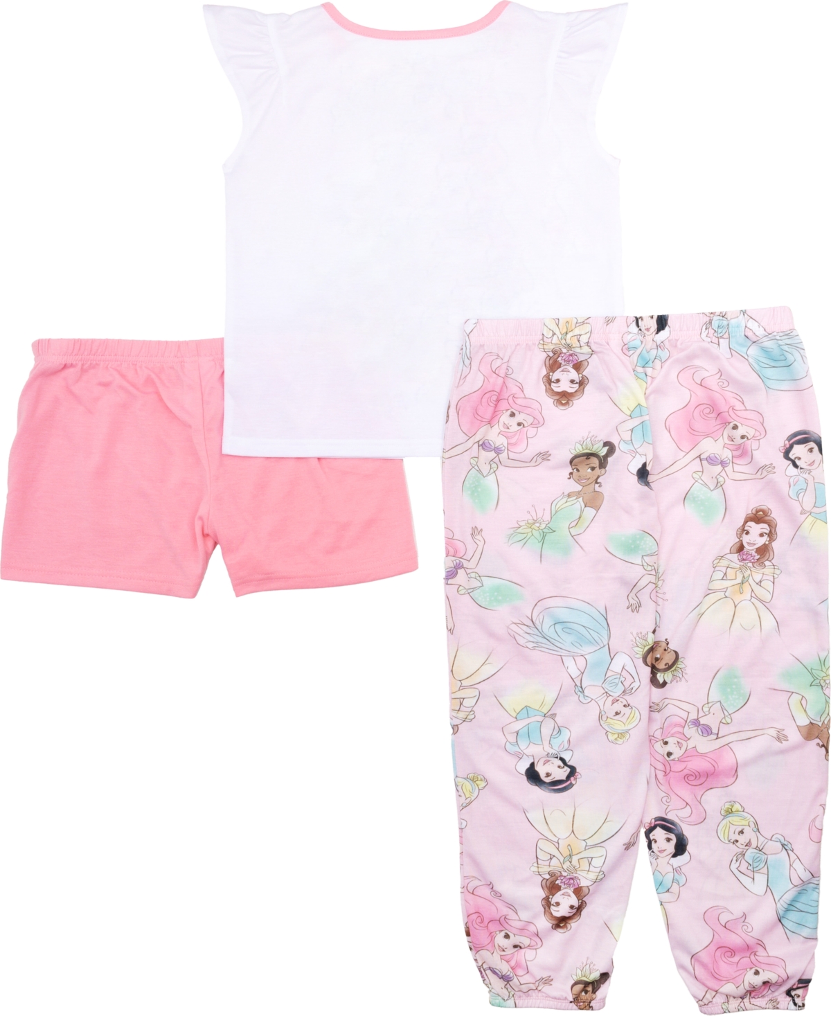 Disney Princess Big Girls Short Sleeve, Shorts, And Jogger Bottoms, 3-piece Pajama Set In Assorted