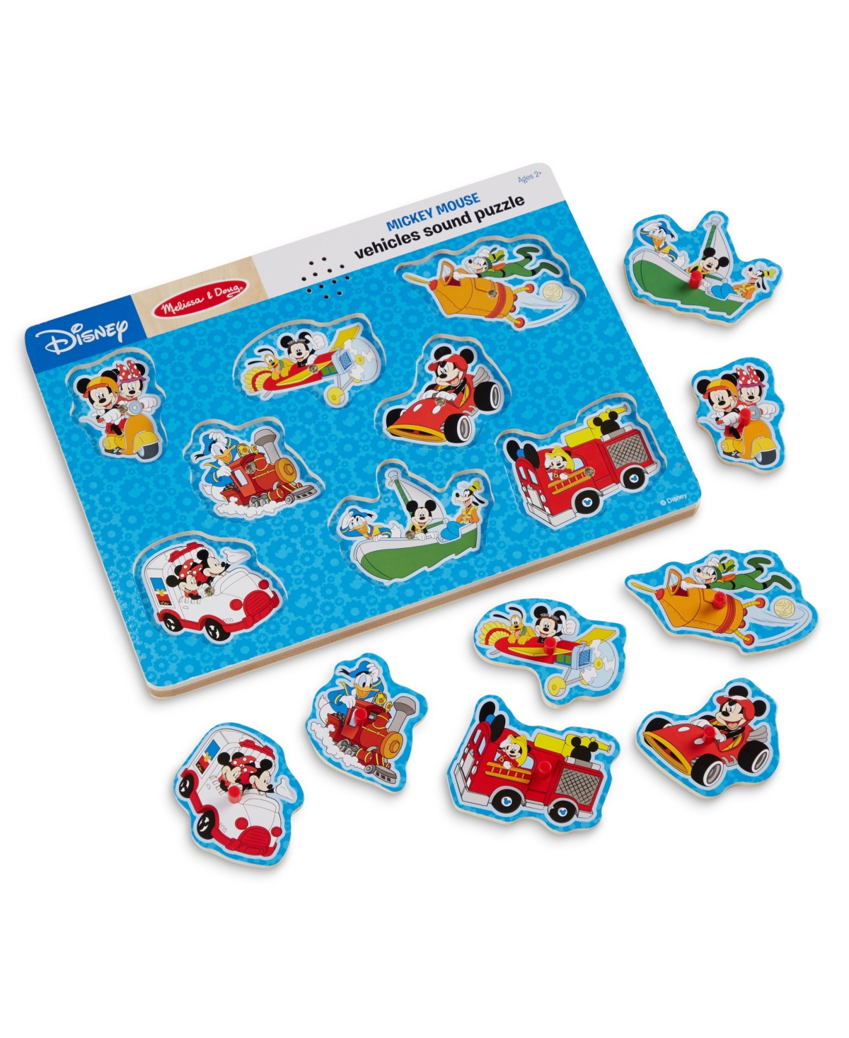 Melissa & Doug Disney Mickey Mouse And Friends Vehicles Sound Puzzle, 8 Pieces In Multicolor