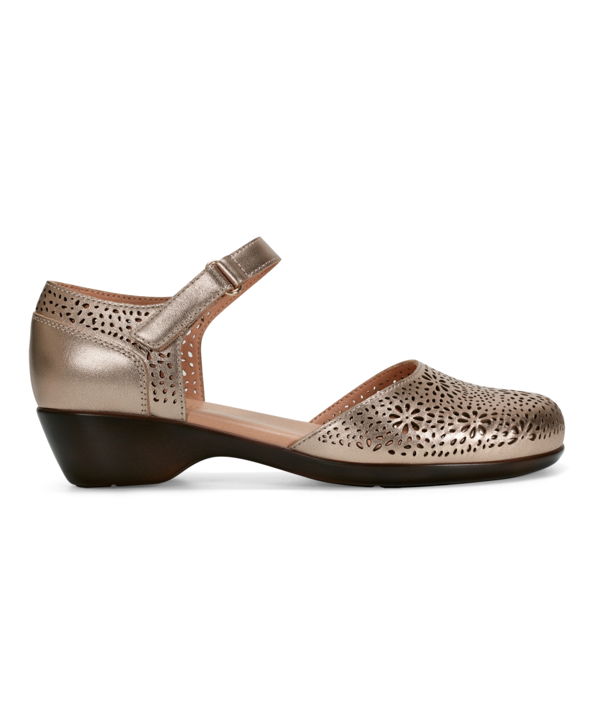 Shop Easy Spirit Women's Denita Two-piece Round Toe Flats In Bronze Leather