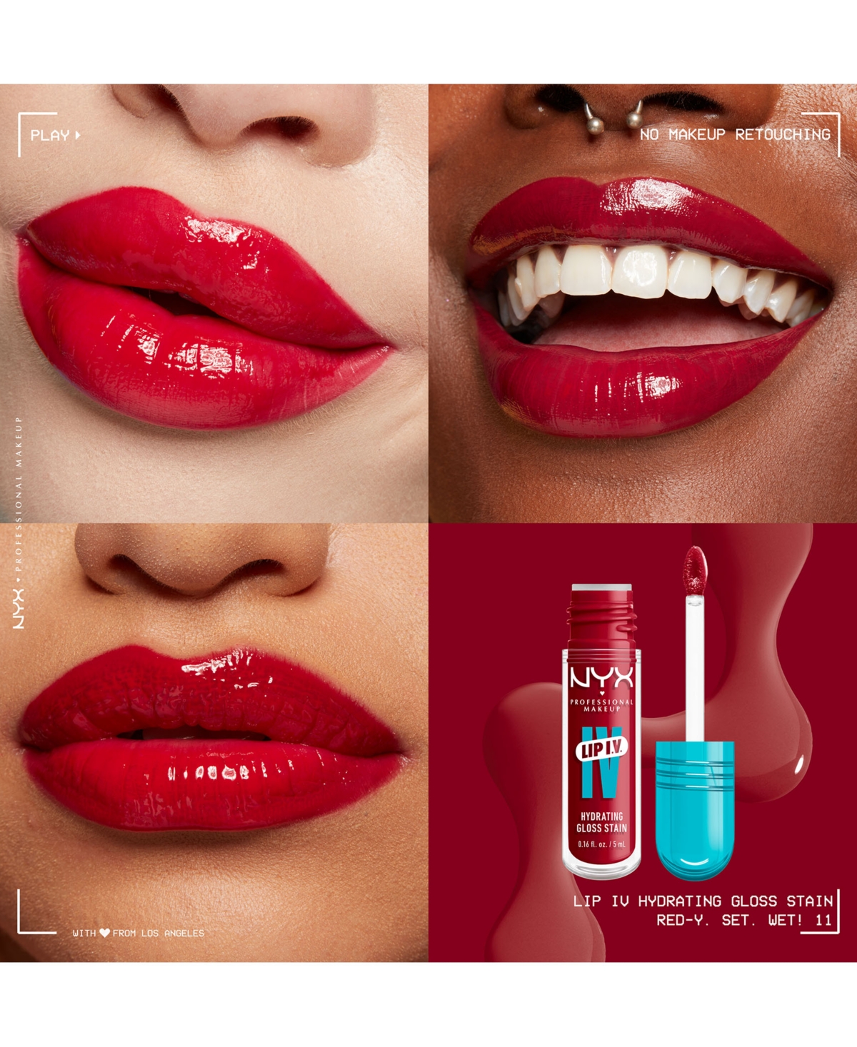 Nyx Professional Makeup Lip Iv Hydrating Gloss Stain In Red-y Set Wet