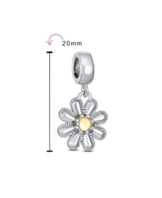 Sunflower Daisy Charm Bead Two-Tone Gold Plated Fits European Bracelet