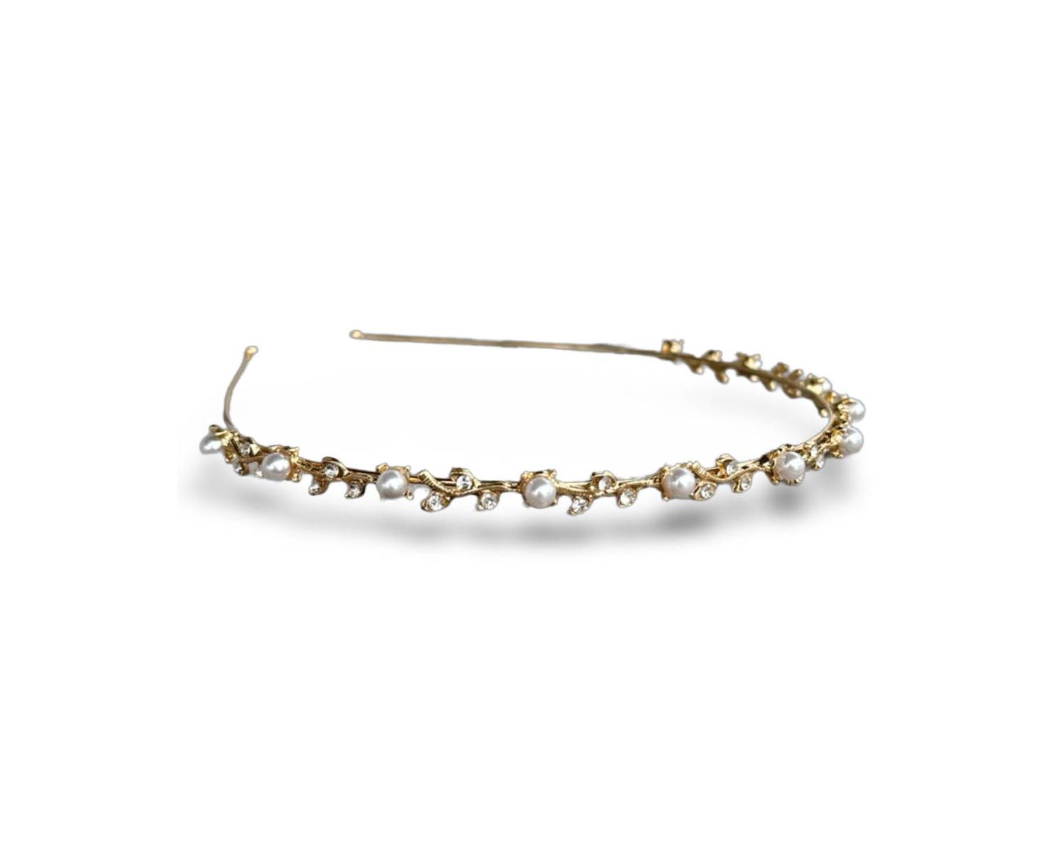 Thin Embellished Headband - Gem Leaf