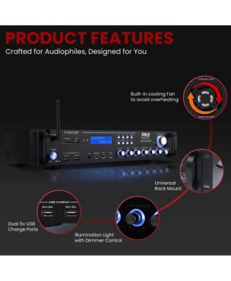 Bluetooth Hybrid Amplifier Receiver - Home Theater Pre-Amplifier with Wireless Streaming Ability, MP3/USB/SD/AUX/FM Radio (3000W MAX)