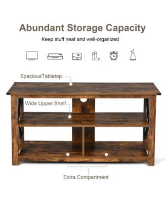Modern Farmhouse TV Stand Entertainment Center for TV's up to 55'' w/Open Shelves
