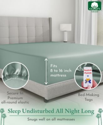 - King 600 Thread Count Fitted Sheet Only - 100% Cotton Sateen, Fully Elasticized with Deep Pockets