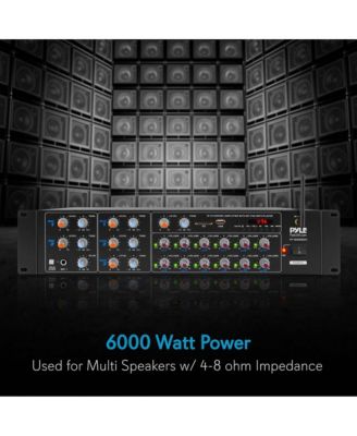 12-Channel Audio Karaoke Bluetooth Amplifier - Stage & Studio Sound Mixer Receiver System with Microphone Talk-Over, MP3/USB/SD/AUX, Rack Mount (6000W MAX)