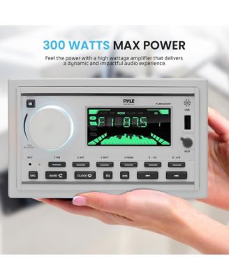 Marine Bluetooth Stereo Receiver with 1 Pair of PLMR60W Speakers, 300W