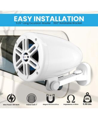 5.25   Waterproof Marine Box Speakers, 180W, 2-Way Off-Road System (White)