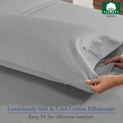 Luxury 800 Thread Count 2 Standard Pillowcases, 100% Cotton Sateen, Soft, Smooth & Thick, Fits Standard & Queen Size Pillows