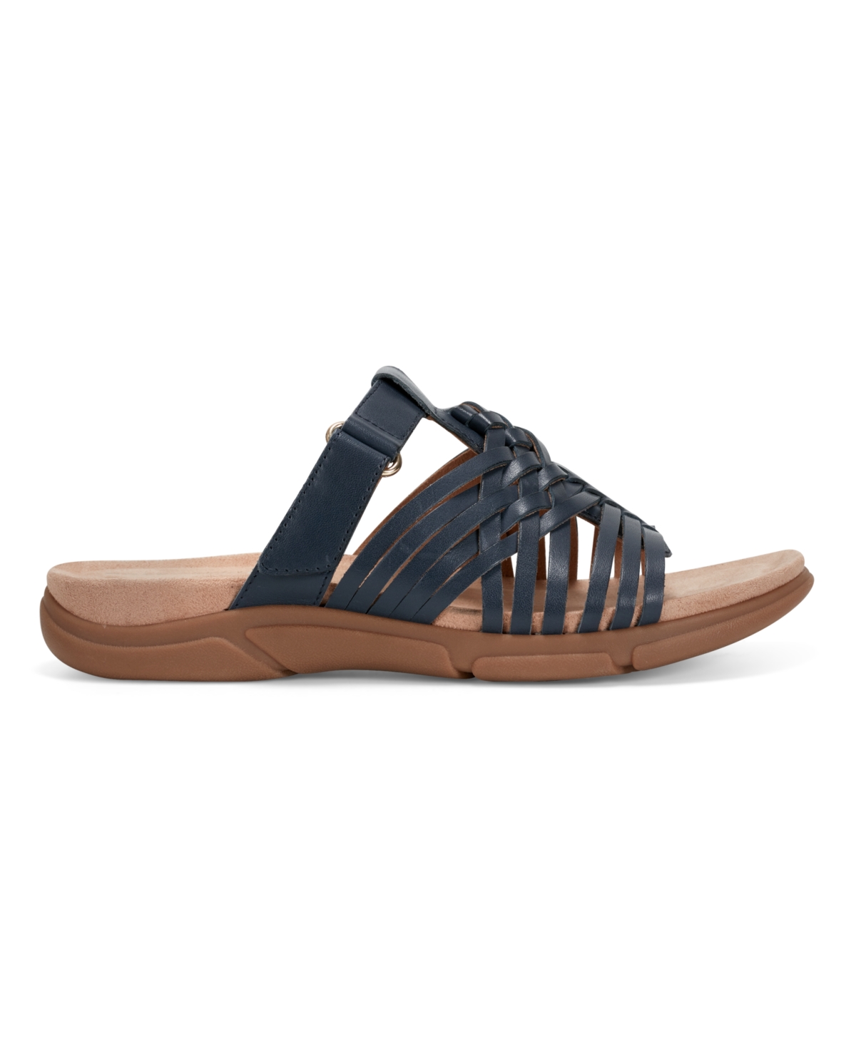 Shop Easy Spirit Women's Mindi Woven Flat Slide Sandals In Dark Blue Leather
