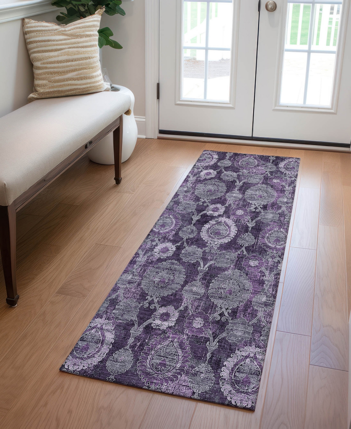 Addison Chantille Acn821 2'3"x7'6" Runner Area Rug In Eggplant