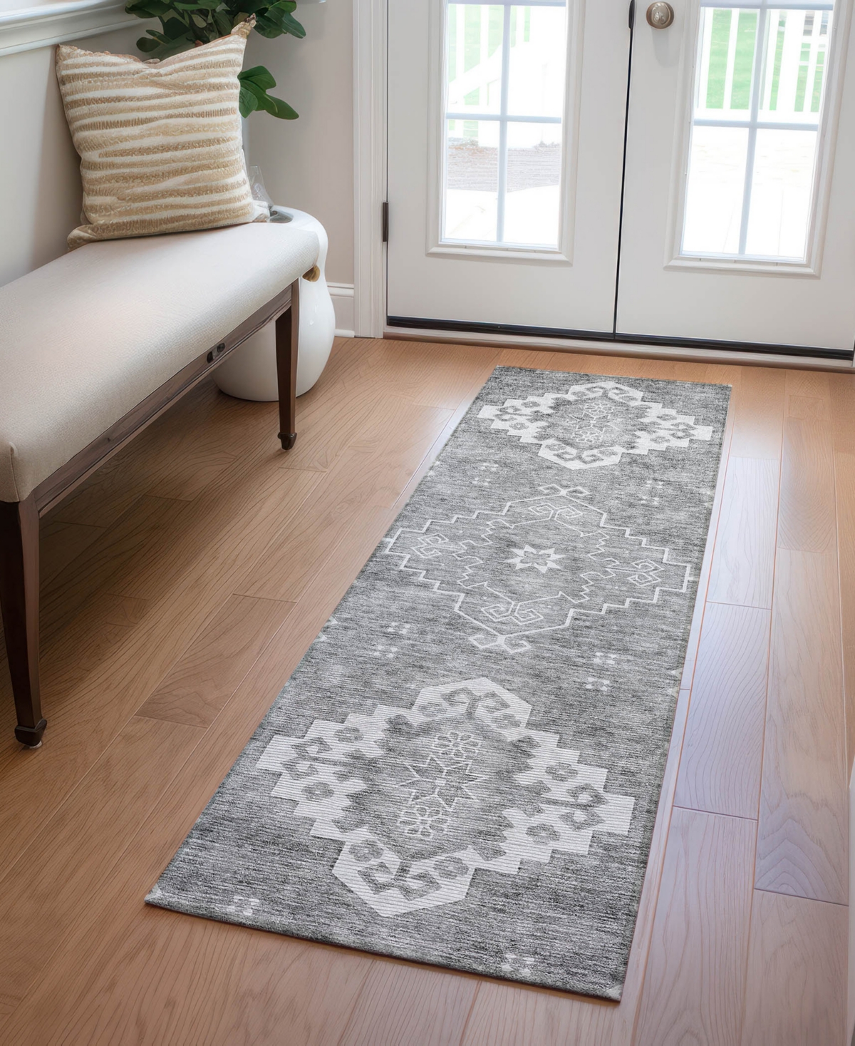 Addison Chantille Acn847 2'3"x7'6" Runner Area Rug In Gray