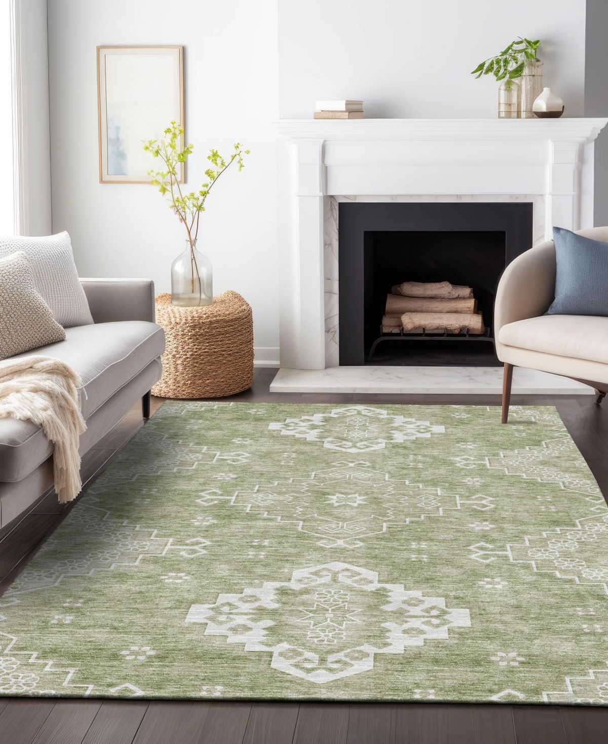 Addison Chantille Acn847 2'6"x3'10" Area Rug In Sage