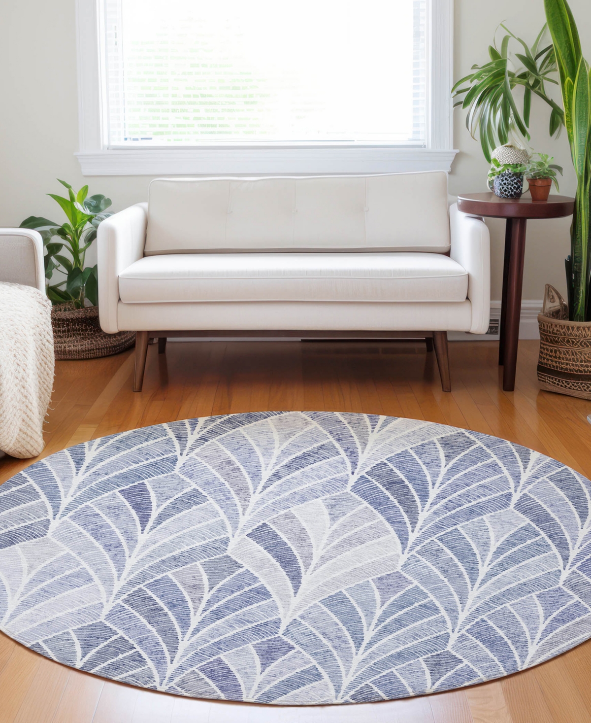 Addison Chantille Acn851 8' Round Area Rug In Denim