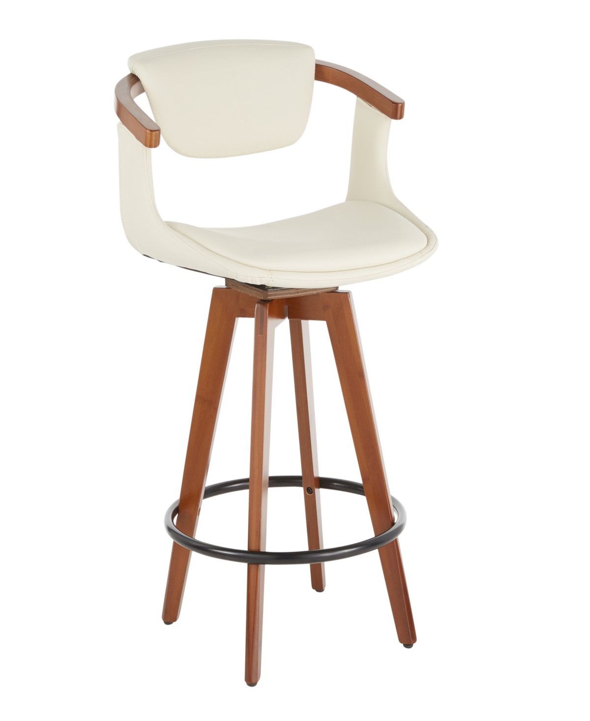 Lumisource 36" Bamboo Oracle Mid-century Modern Counter Stool In Cream
