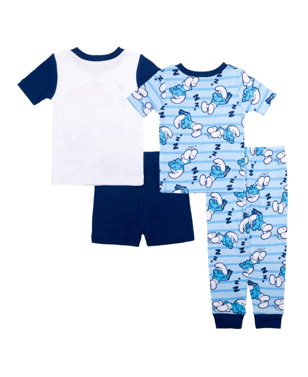 The Smurfs Toddler Boys Short Sleeve Tees, Shorts And Pant, 4-piece Pajama Set In Assorted