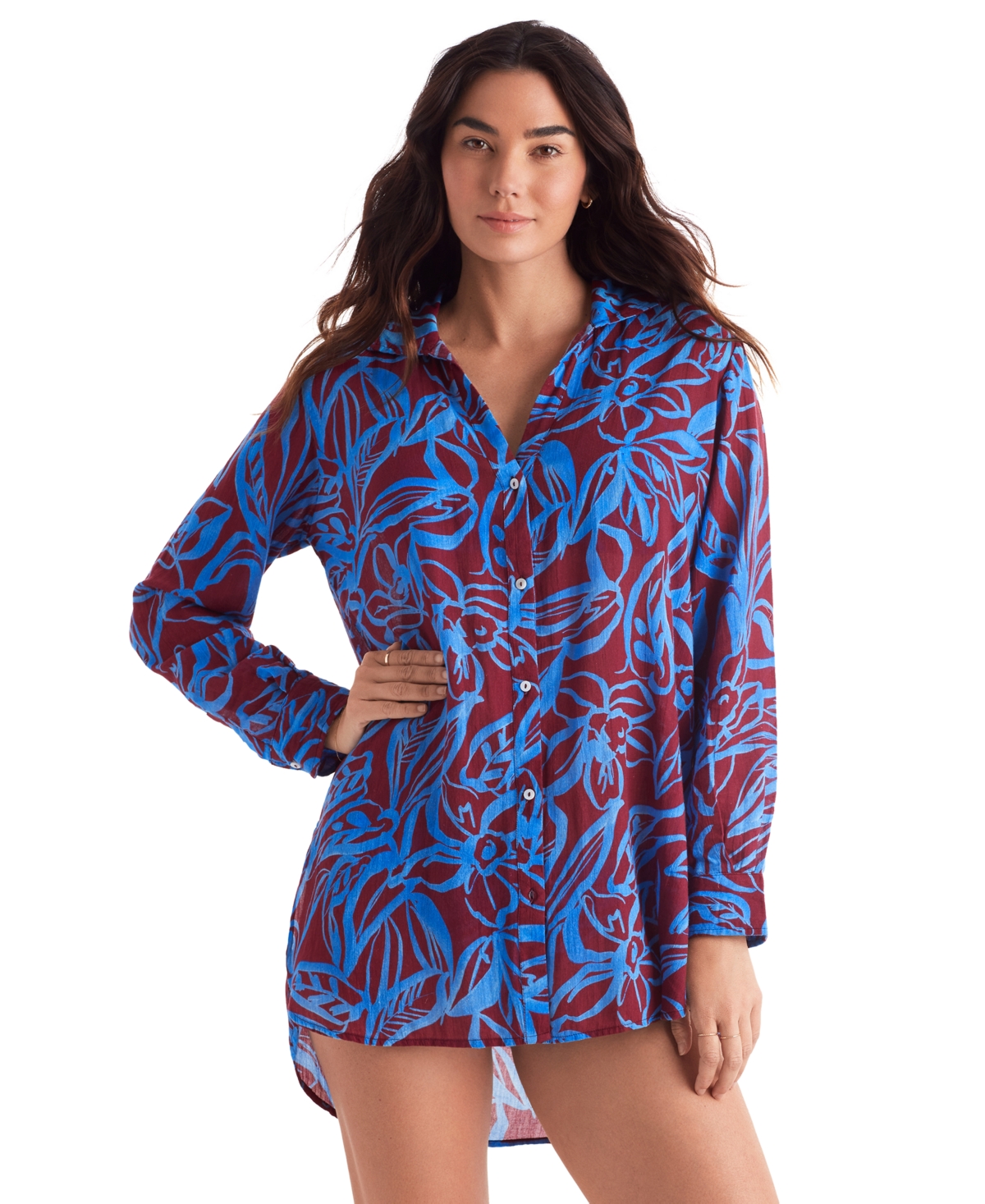 Shop Mimi Flamingo Women's Laguna Cotton Cover-up Shirt In Oasis