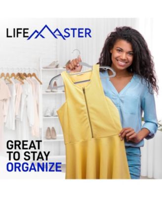 Bakken- Swiss Lifemaster Durable Non-Slip Clothes Hangers - Premium Set of 30 Sturdy Gray Plastic with Smooth 360° Swivel Hooks & Built-In Accessories Hang Coats Jackets and Expensive Garments Stress Free Hanging