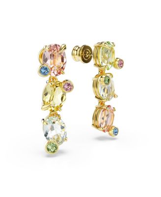 Gema Gold-Tone Plated, Asymmetrical Design, Mixed Cuts, Multicolored Drop Earrings
