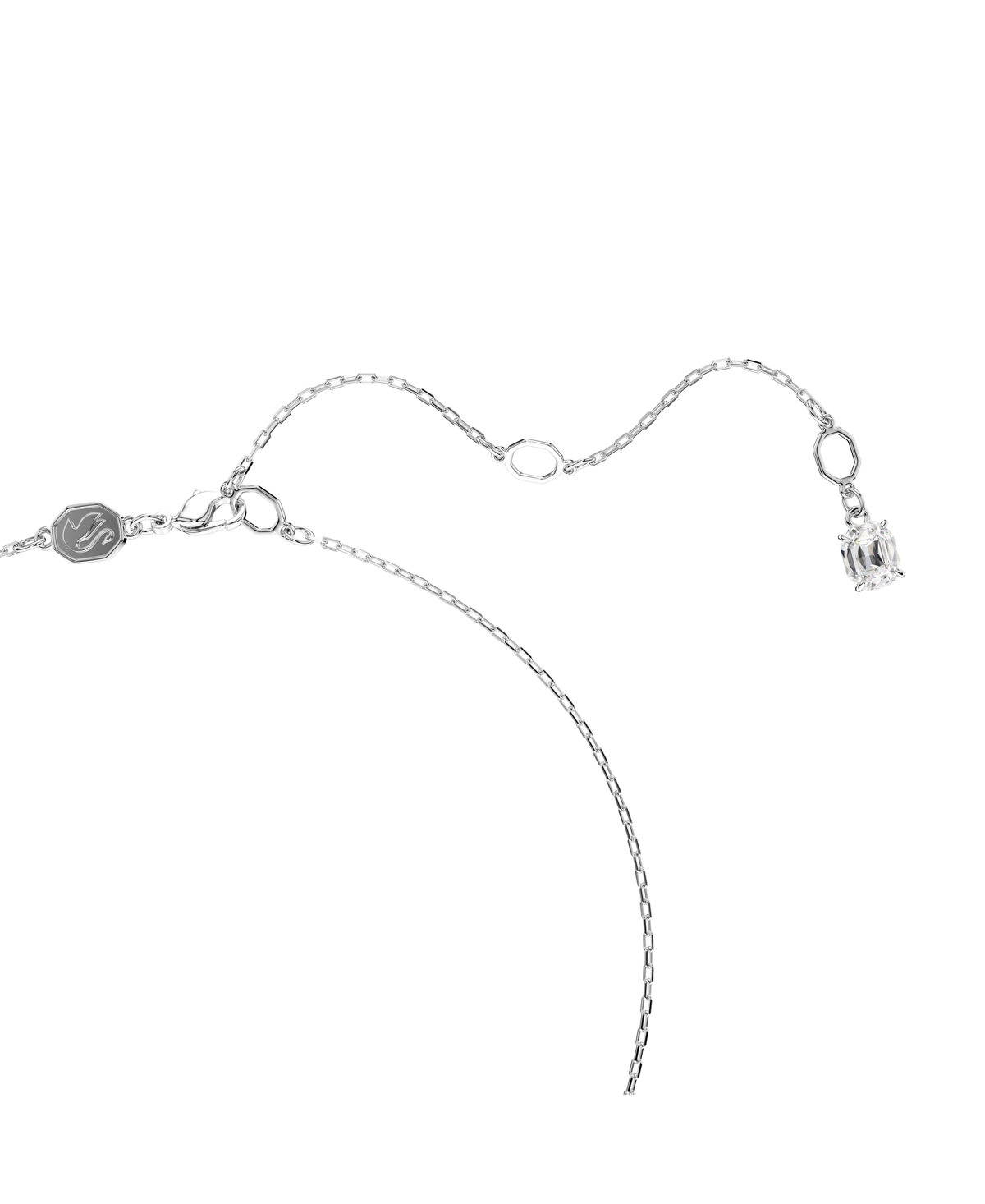 Swarovski Two-tone Swan Pendant Necklace In Black,silver