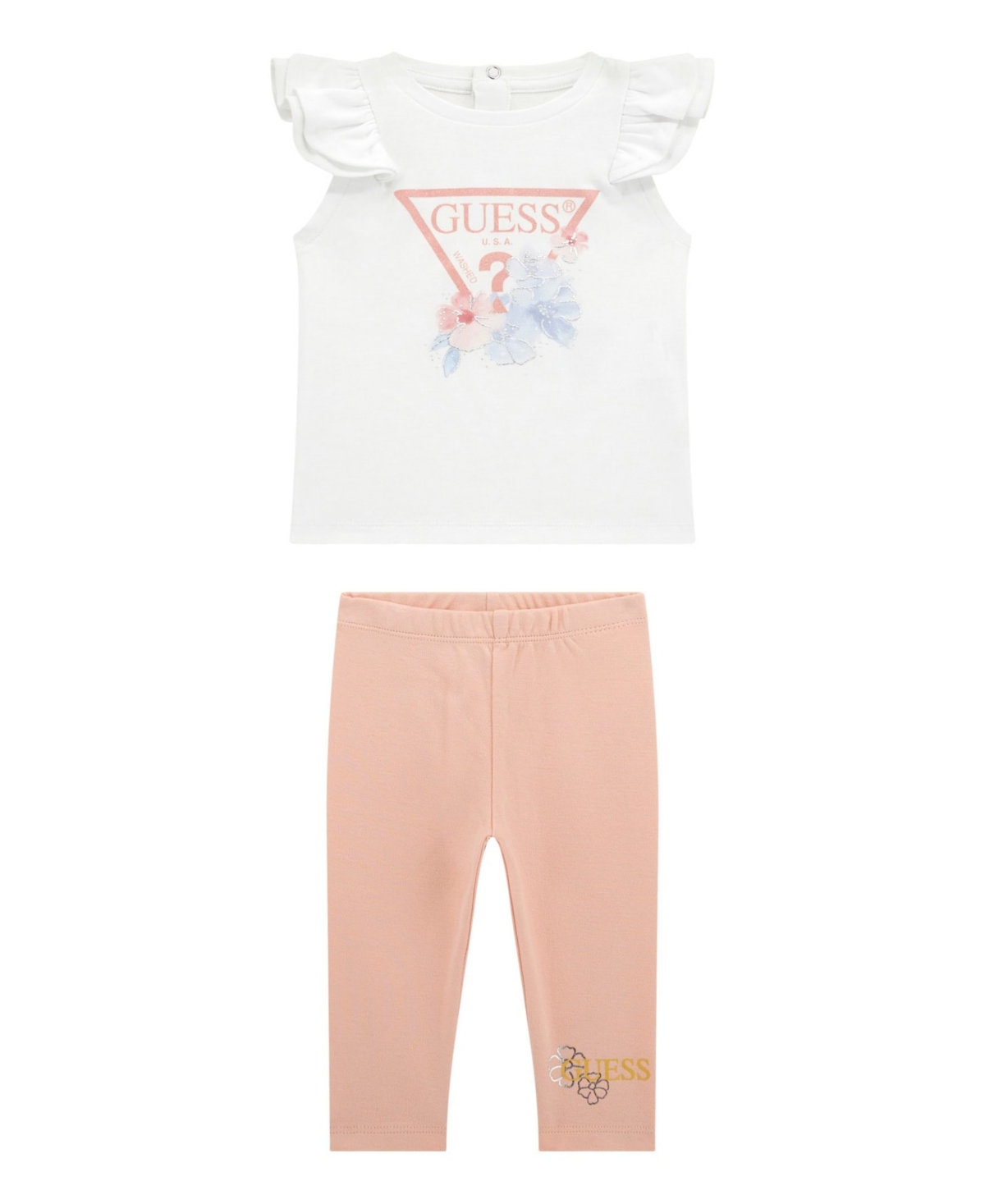 GUESS BABY GIRLS SHORT SLEEVE T-SHIRT AND LEGGING, 2-PIECE SET 