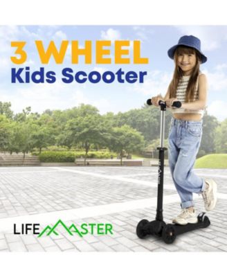 Mini 3-Wheel Kids Scooter with LED light-up wheels, 4-height adjustable handlebar, anti-slip deck & safety brake, for ages 2+, teal