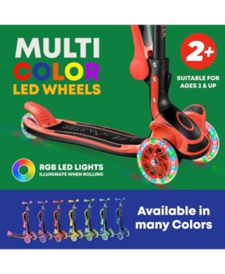 3-Wheel Kids Scooter with Foldable Seat, Adjustable Handlebar, LED Light-Up Wheels & Anti-Slip Deck, Lean-to-Steer Design for Ages 2+, Indoor/Outdoor