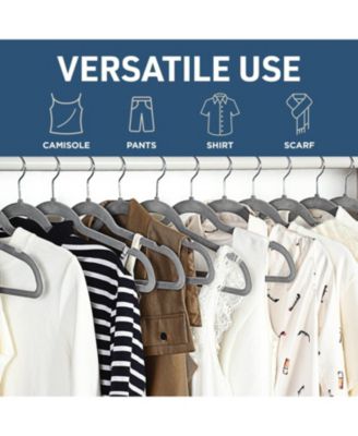 Velvet Non-Slip Hangers - 30 Pieces Non-Slip Coat Hanger Set with 360° Swivel Hook, Space-Saving, Sleek Design, Keep Closet Organized, Smooth Velvet Finish, Lightweight Construction - Gray