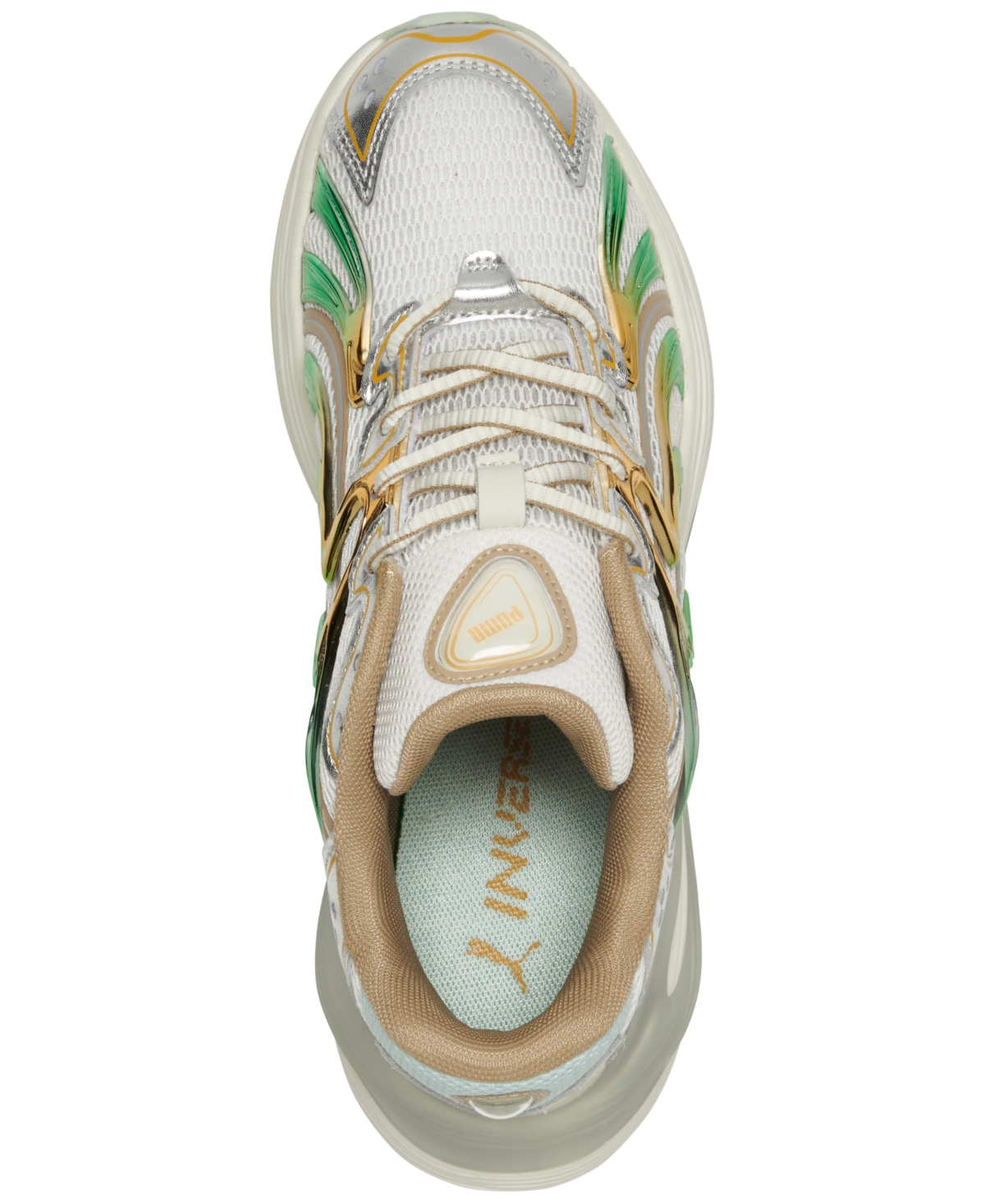 Puma Women's Inverse Shimmer Casual Sneakers From Finish Line In Warm White,archive Gold