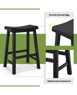 Set of 4 Wooden Ergonomic Saddle Counter Height Bar Stools