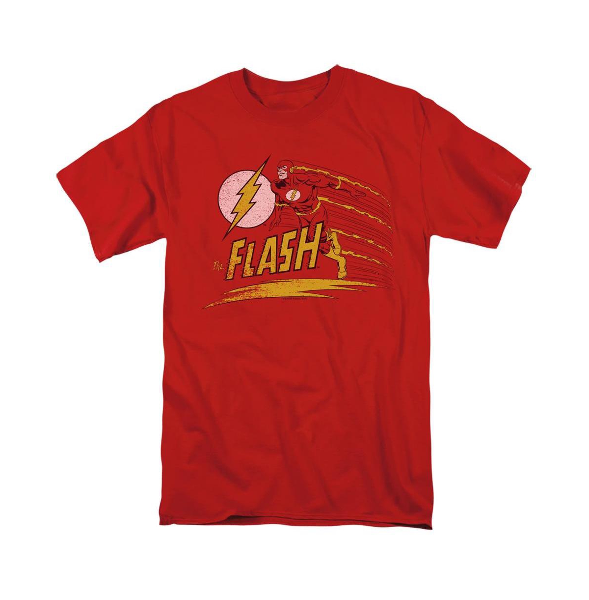 Dc Flash Mens Dc Comics Flash Like Lightning Short Sleeve Adult Tee / T-Shirt - Red