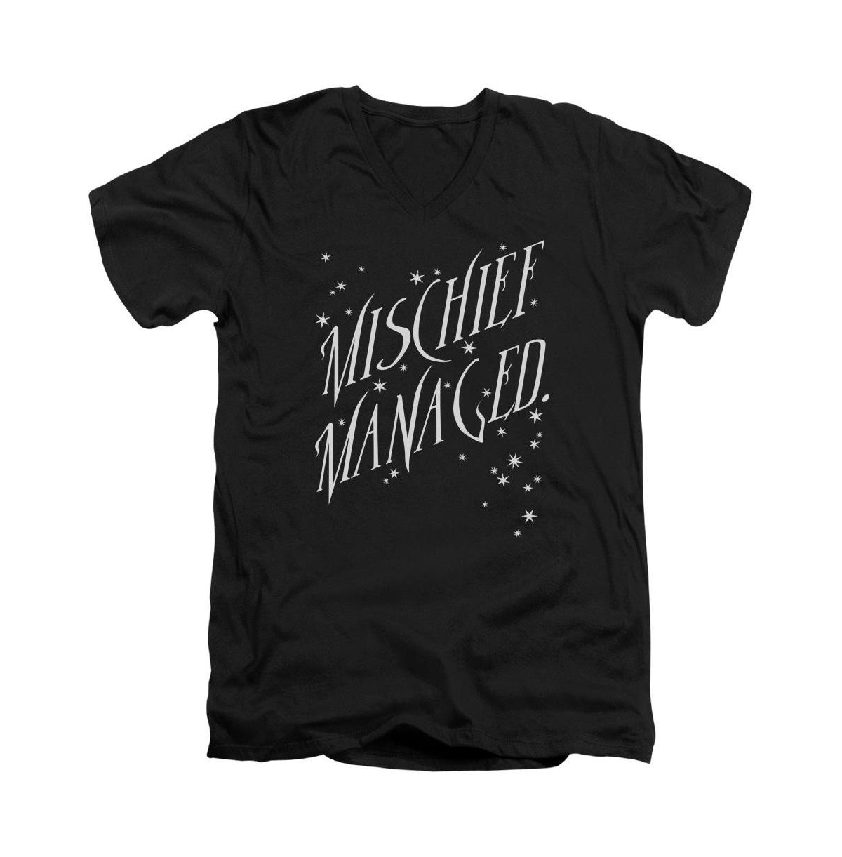 Mens Mischief Managed 4 Short Sleeve Adult V Neck Premium Cotton Tee / T-Shirt - Black