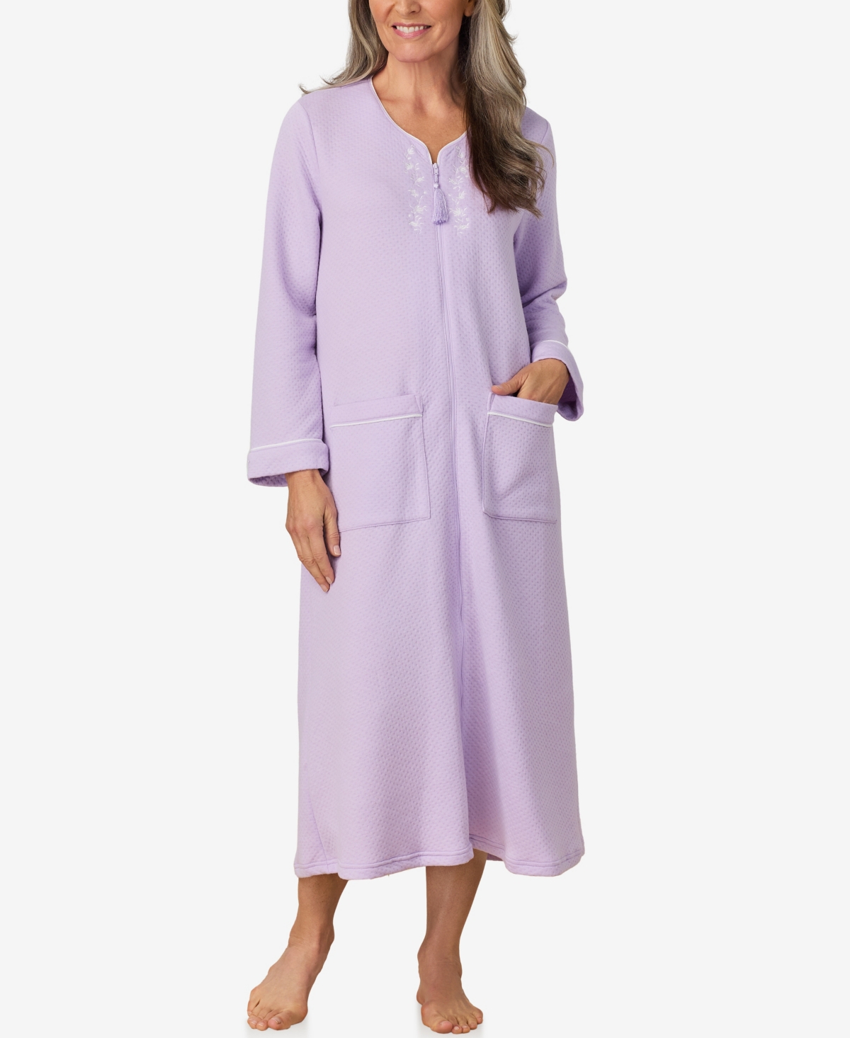 Women's Long Sleeve Zip Robe - Lilac
