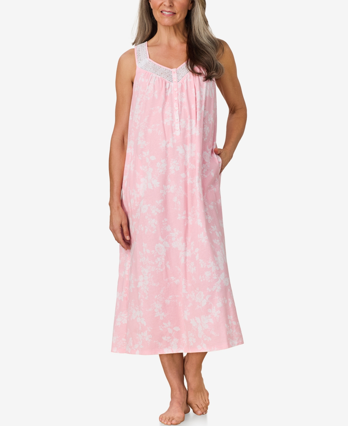Women's Ballet Sleeveless Nightgown - Pink Floral