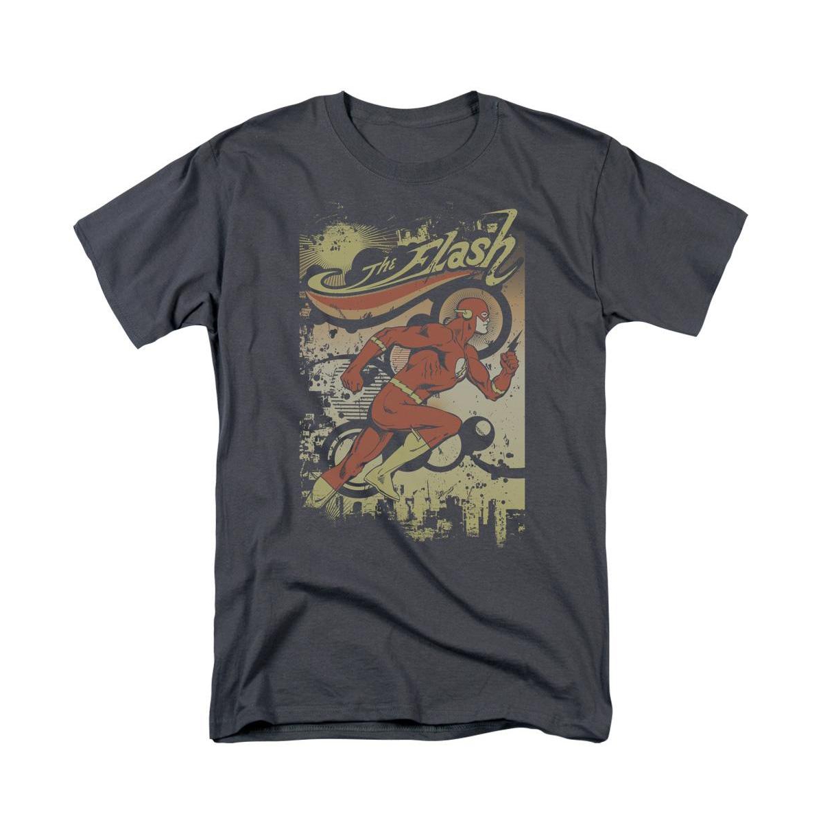 Dc Flash Mens Dc Comics Flash Just Passing Through Short Sleeve Adult Tee / T-Shirt - Charcoal