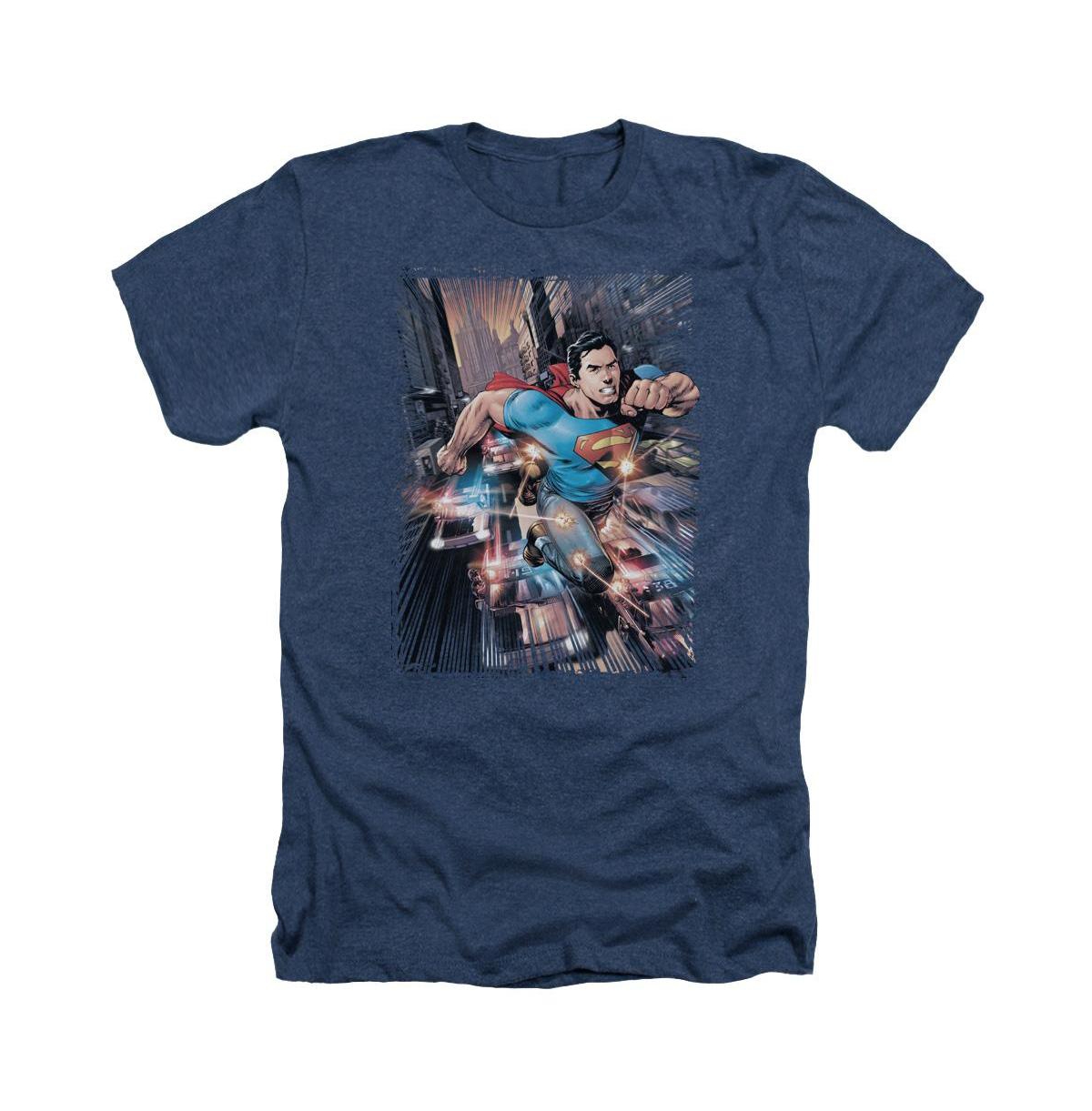Men's Action Comics 1 Adult Heather Tee / T-Shirt - Navy