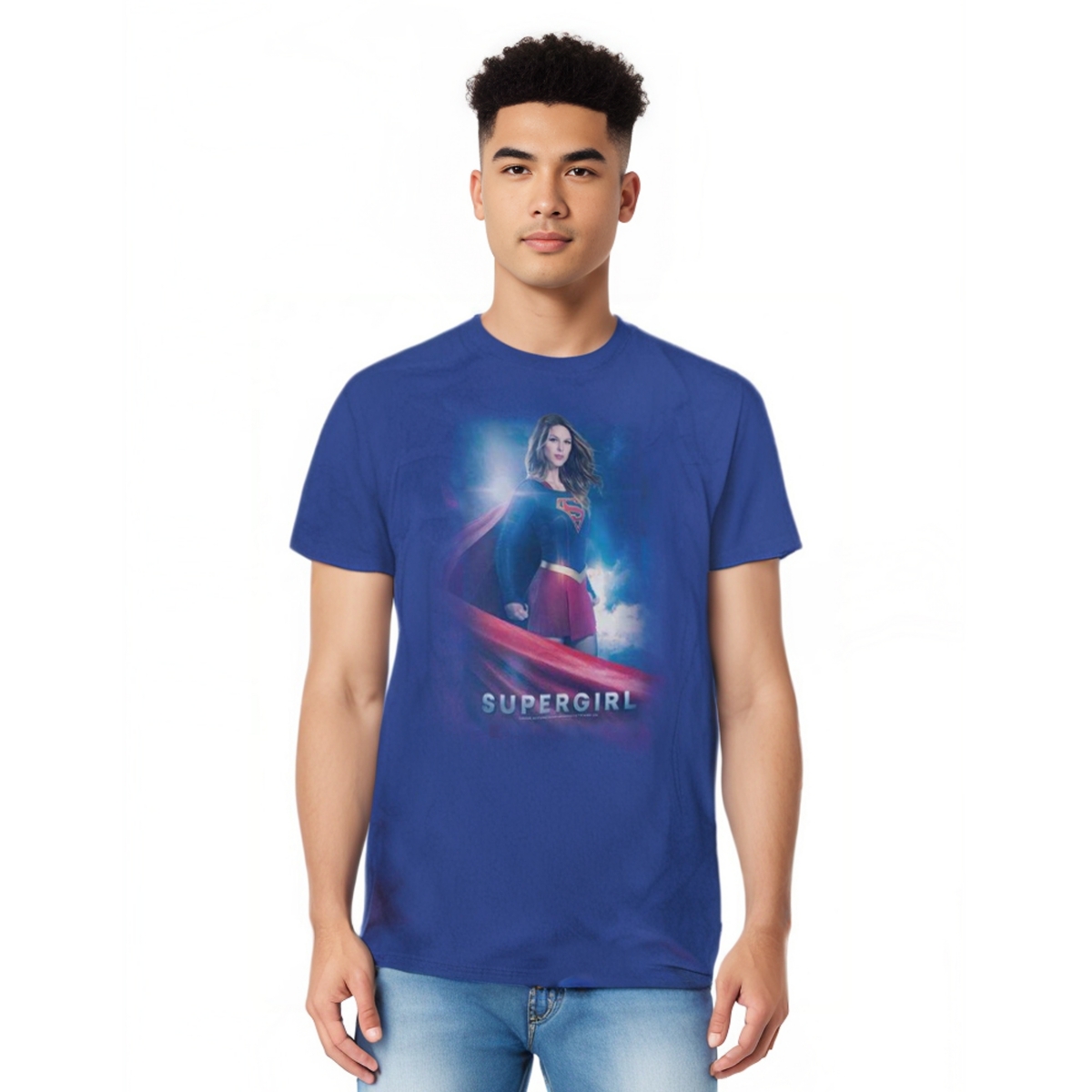 Mens Kara Zor El Adult Heather Tee / T-Shirt - Medium blue