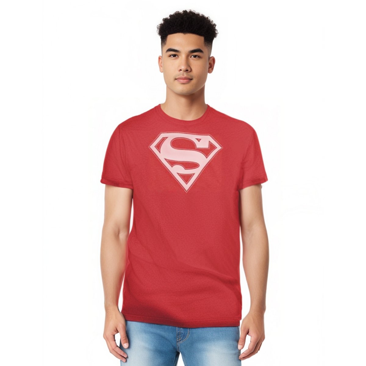 Mens Red & White Shield Adult Heather Tee / T-Shirt - Red