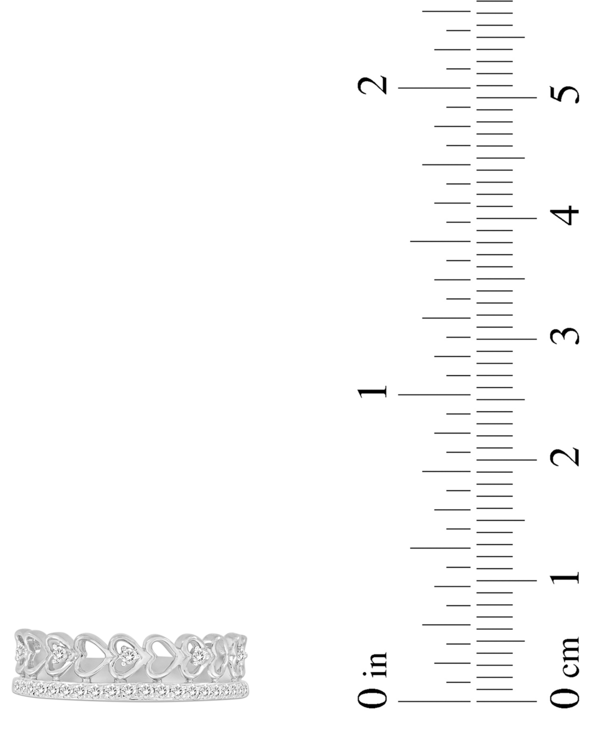 MACY'S DIAMOND HEART LINK DOUBLE ROW RING (1/5 CT. T.W.) IN 10K WHITE GOLD