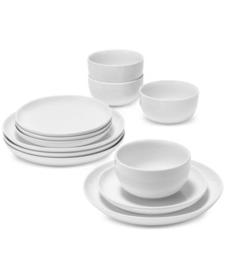 The Cellar - Whiteware James 12-Pc. Low Coupe Dinnerware Set