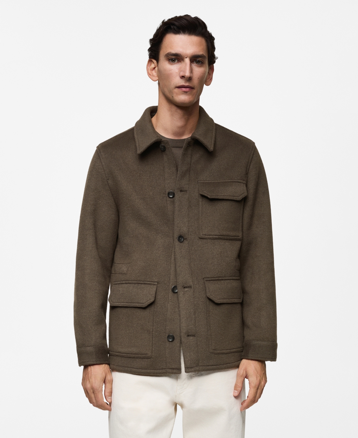 Men's Wool-Blend Field Jacket - Khaki
