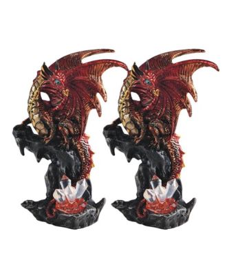 FC Design "2-PC Set" 6"H Medieval Red Volcano Dragon Guarding Faux ...